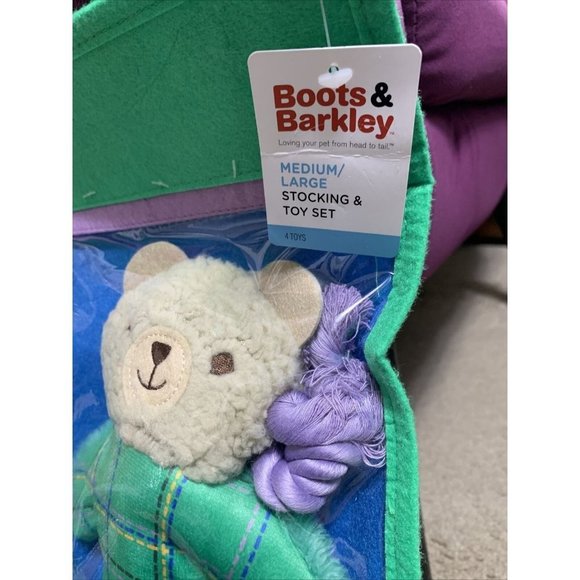 Boots & Barkley Medium/Large Stocking & Dog Toy Set - Bear Balls Rope Bone - Picture 2 of 6